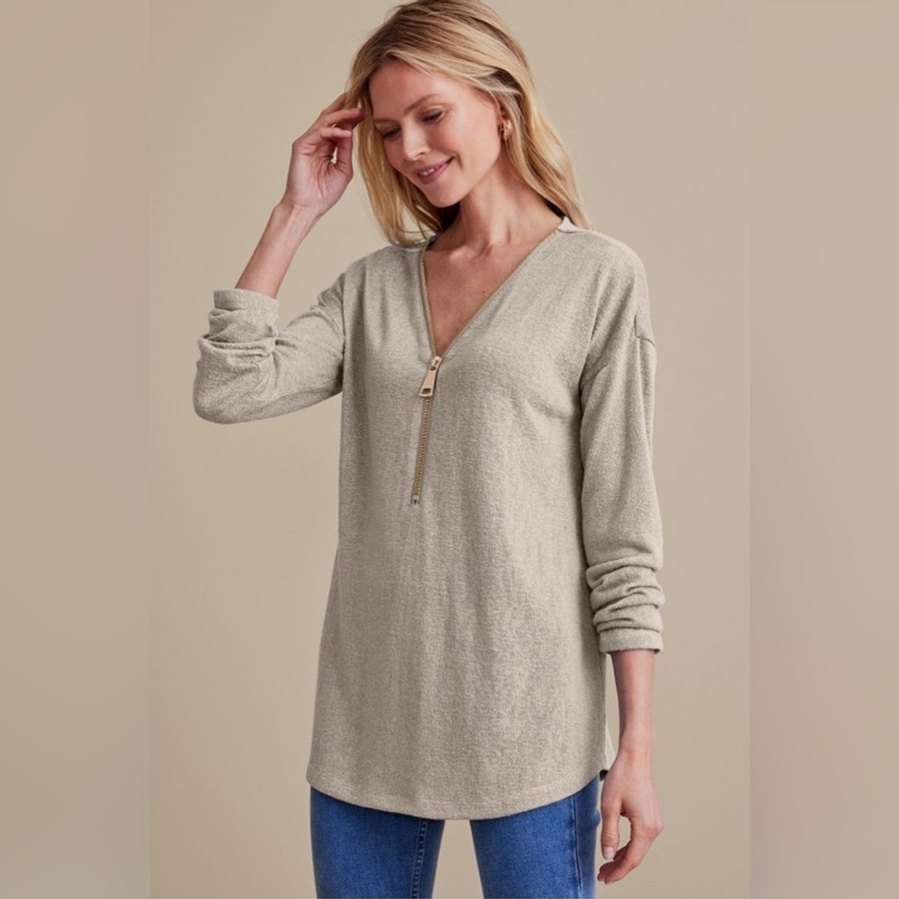 Soft Surroundings Beige V-Neck Sweater
